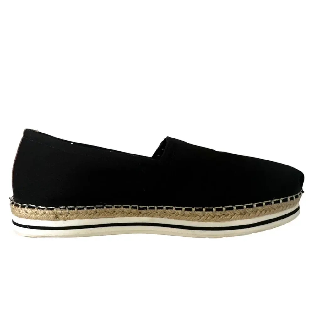 BOBS from Skechers Breeze Espadrille Women 9.5W Black Canvas Slip On Memory Foam